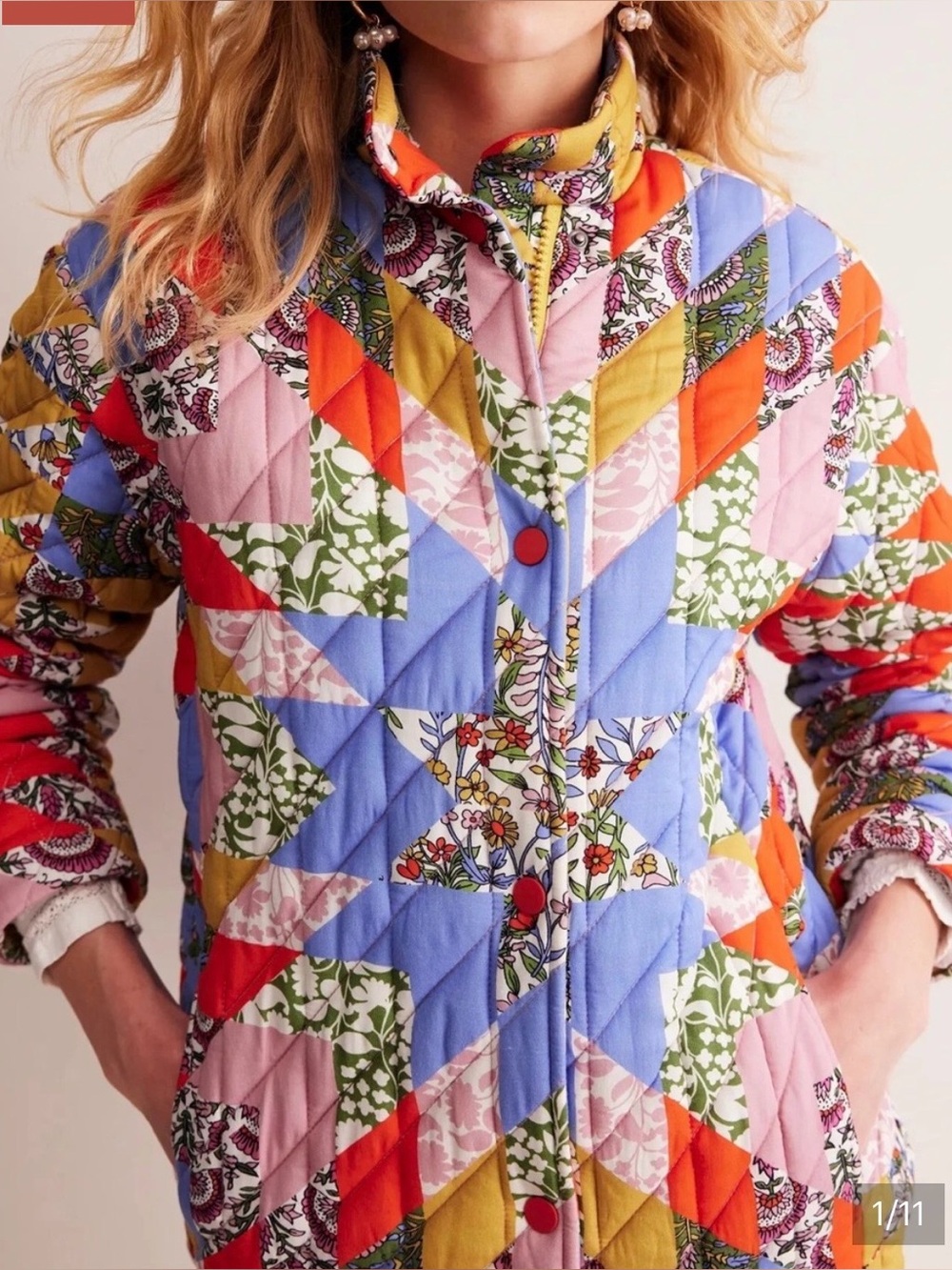 Boden quilted patchwork oversized jacket